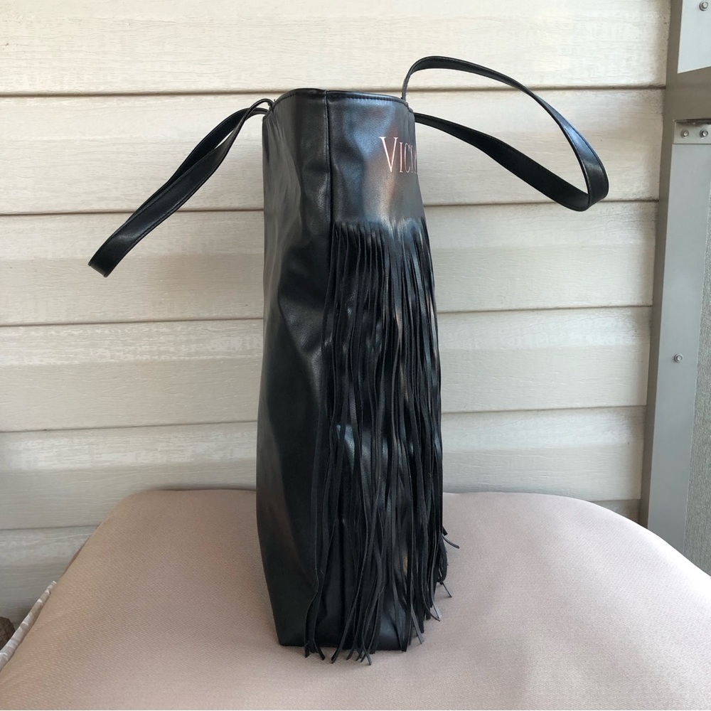 Victoria’s Secret Limited Edition 2018 Faux Leather Black Fringe Tote Bag - Picture 6 of 13